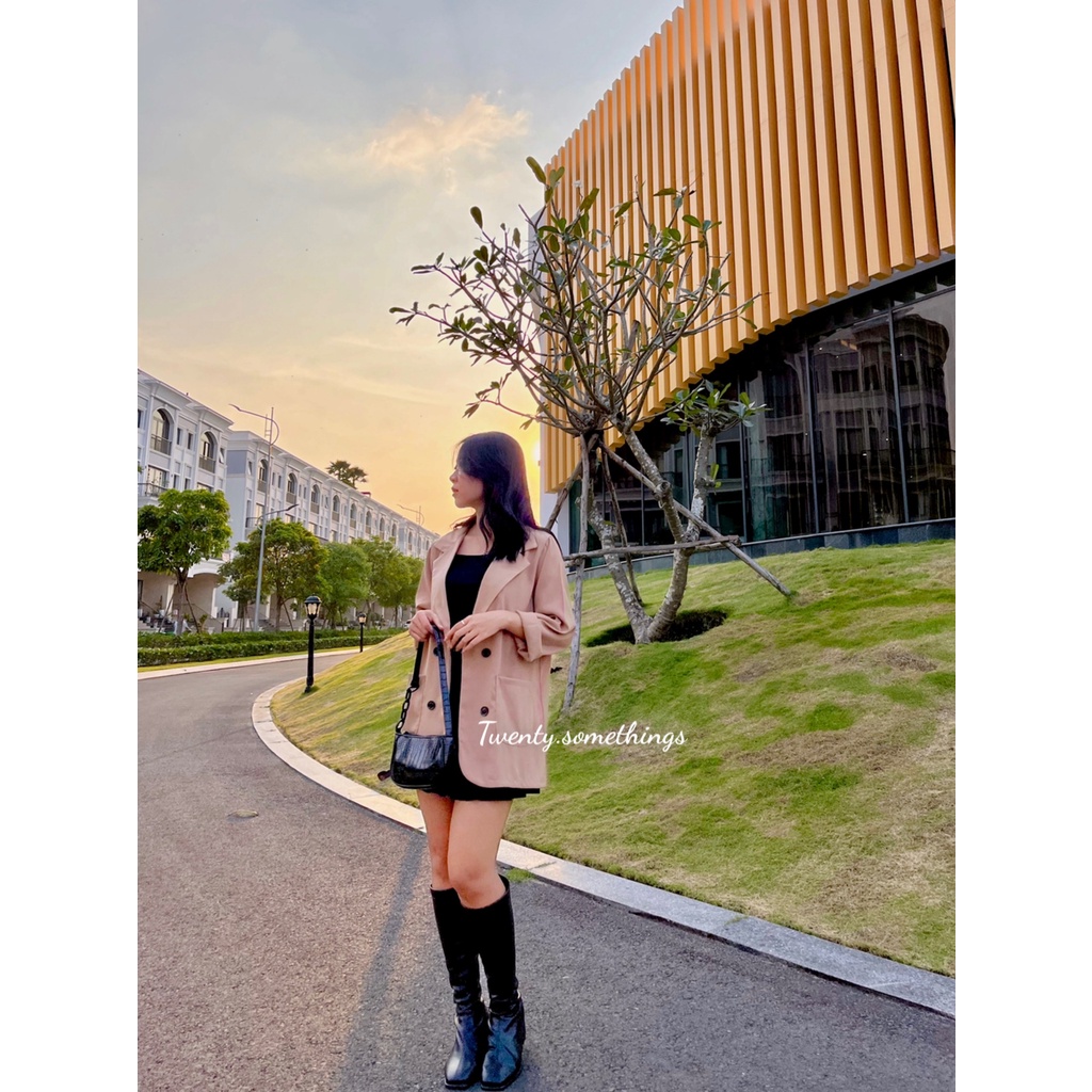 ÁO BLAZER NÂU ẤM 1 LỚP STYLE ULZZANG HÀN QUỐC (ảnh thật/sẵn/có video)