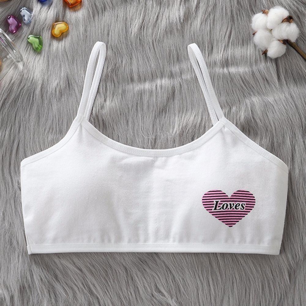 BACK2LIFE Teen Girls Bra Sport Bras Simple With Chest Pad Shoulder Strap Heart Shape Students Tube Top Kids Vest