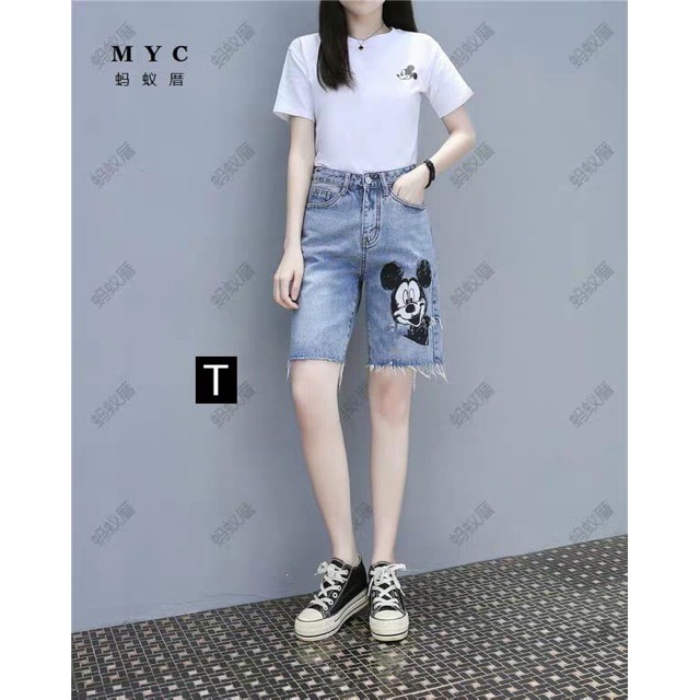 Quần bò lưng in mich ki cười TT12