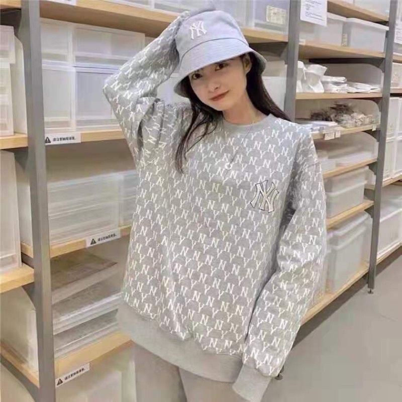 ÁO NỈ M L B MONOGRAM DÀI TAY VẢI DA CÁ DÀY DẶN LOẠI ĐẸP-LOGO THÊU