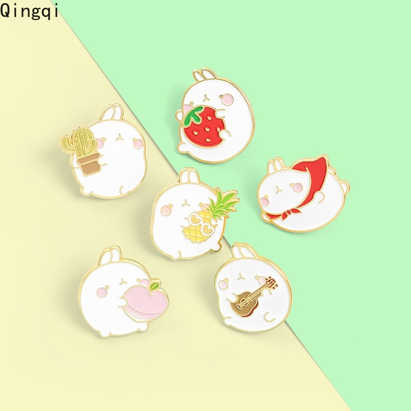 Ghim cài áo Miss Zoe hình thỏ trắng hoạt hình đáng yêu