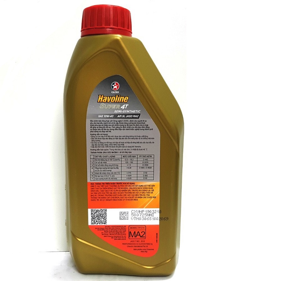 Nhớt Xe Số Caltex SEMI Havoline 10W40 - Dầu Nhớt 4T Bán Tổng Hợp Xe Máy, Xe Côn Tay, Exciter, Winner, Raider, Wave