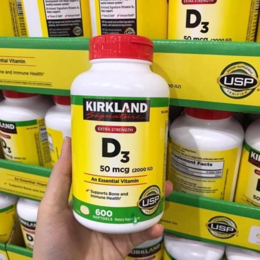 Viên Uống Vitamin D3 Kirkland Extra Strength D3 50mcg 600 Viên Mỹ