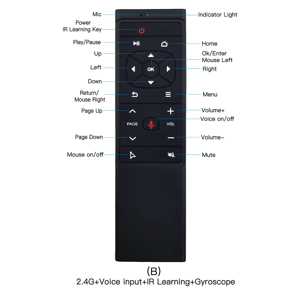 MT12 2.4G Air Mouse Wireless Remote Control Infrared Learning Mode With Gyroscope