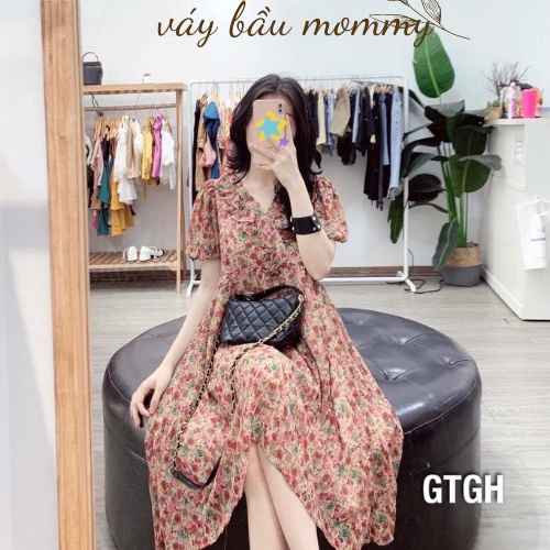 Váy bầu mùa hè, đầm bầu thiết kế MOMMY freesize 40-75kg