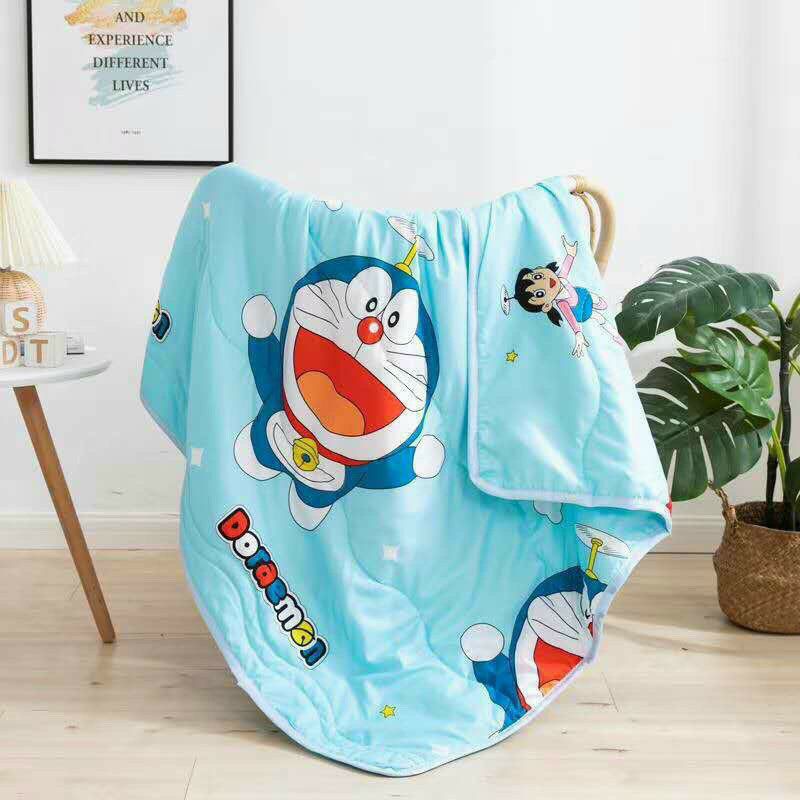 Mền Chăn Đũi Hè Thu Cho Bé; Chăn Cotton 2 Mặt Trần Bông Hoạt Hình 110x130cm Mềm Mịn Cao Cấp Cho Bé