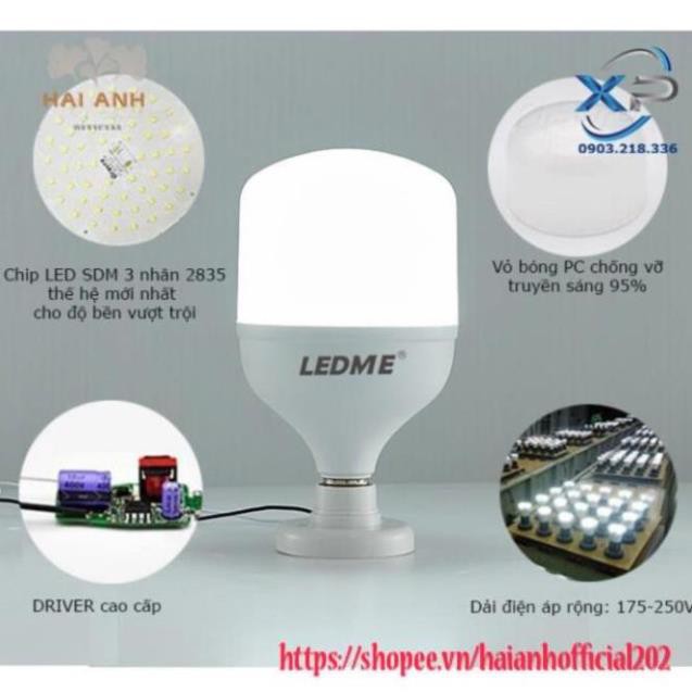 Bóng đèn Led 50W Ledme ánh sáng trắng Tiêu chuẩn châu Âu Siêu sáng tiết kiệm điện thân thiện với môi trường