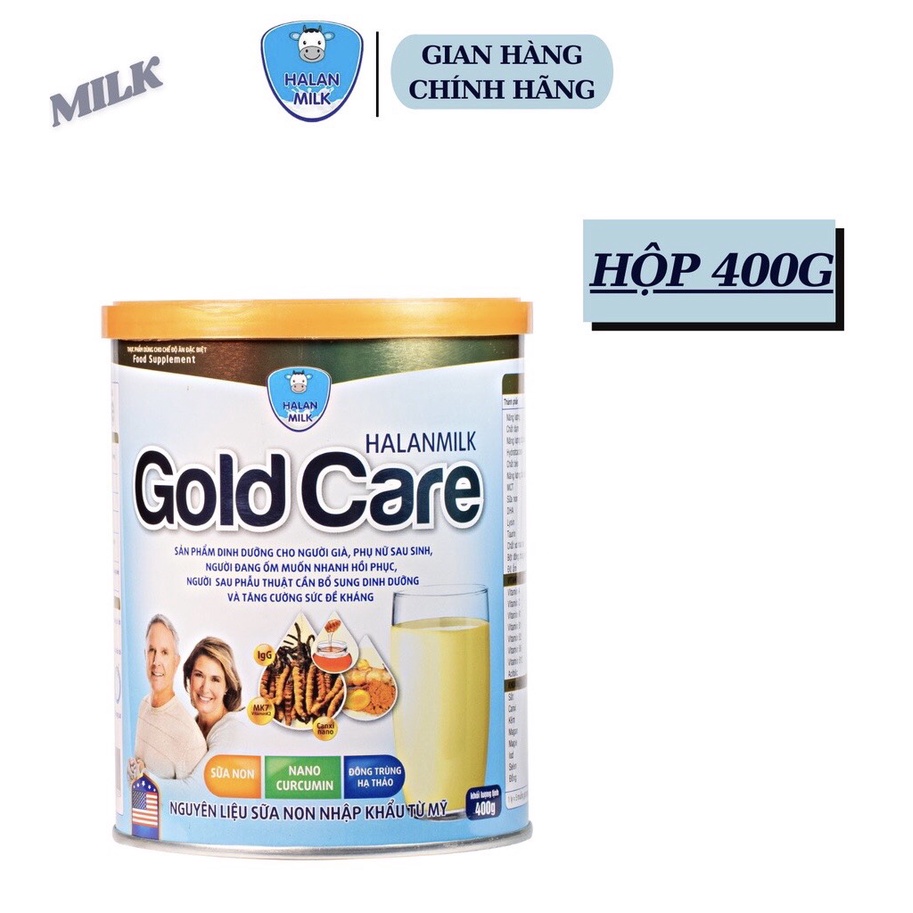 Sữa bột Halanmilk Gold Care 400g đông trùng hạ thảo, phục hồi sức khỏe,Halanmilk