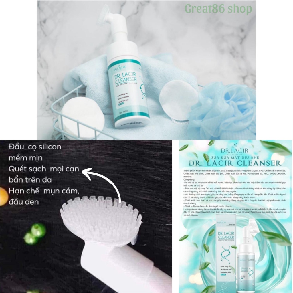 Sữa rửa mặt great86 sữa rửa mặt dịu nhẹ Dr lacir cho da khô da nhạy cảm giúp da trắng sáng sạch sâu 150ml