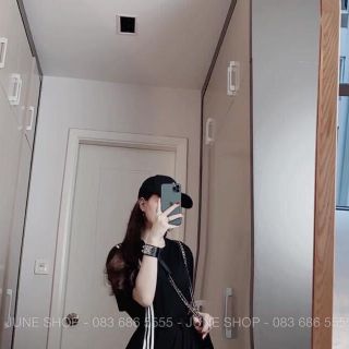 Đầm thun phối sọc rút eo