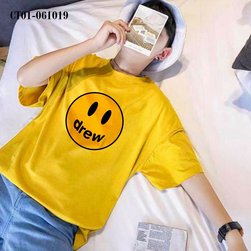 Áo Thun Unisex Mặt Cười Drew House Justin Bieber Smiley Face Big Size Tay Lỡ - CT01-061019