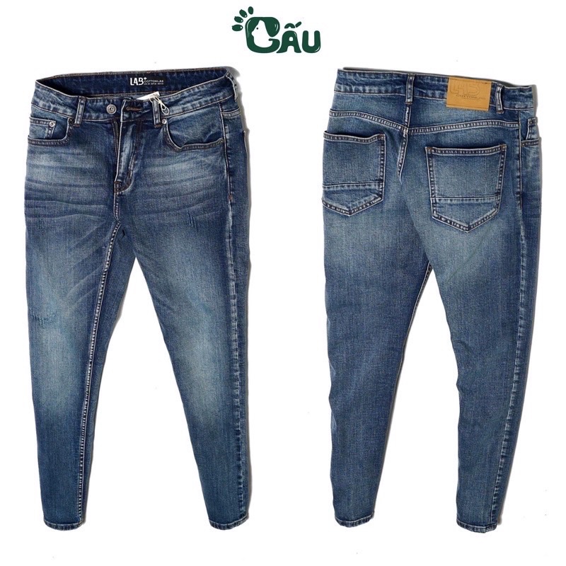 Quần jean nam rách Gấu 194 wass kiểu vải jeans co dãn, dày dặn form slimfit - Xanh Trắng