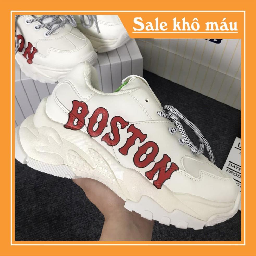 Giày sneaker mlb boston nam nữ, Giày thể thao boston da bò cao cấp đế cao tăng chiều cao 4cm