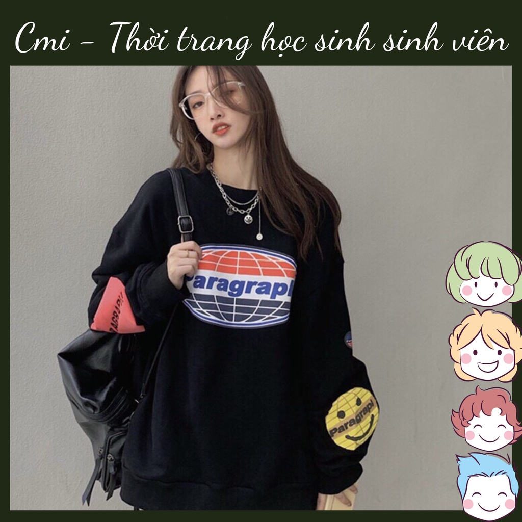 Áo sweater nỉ áo unisex P08 form thụng rộng - Áo nỉ nam nữ thu đông 2 màu thời trang hàn quốc