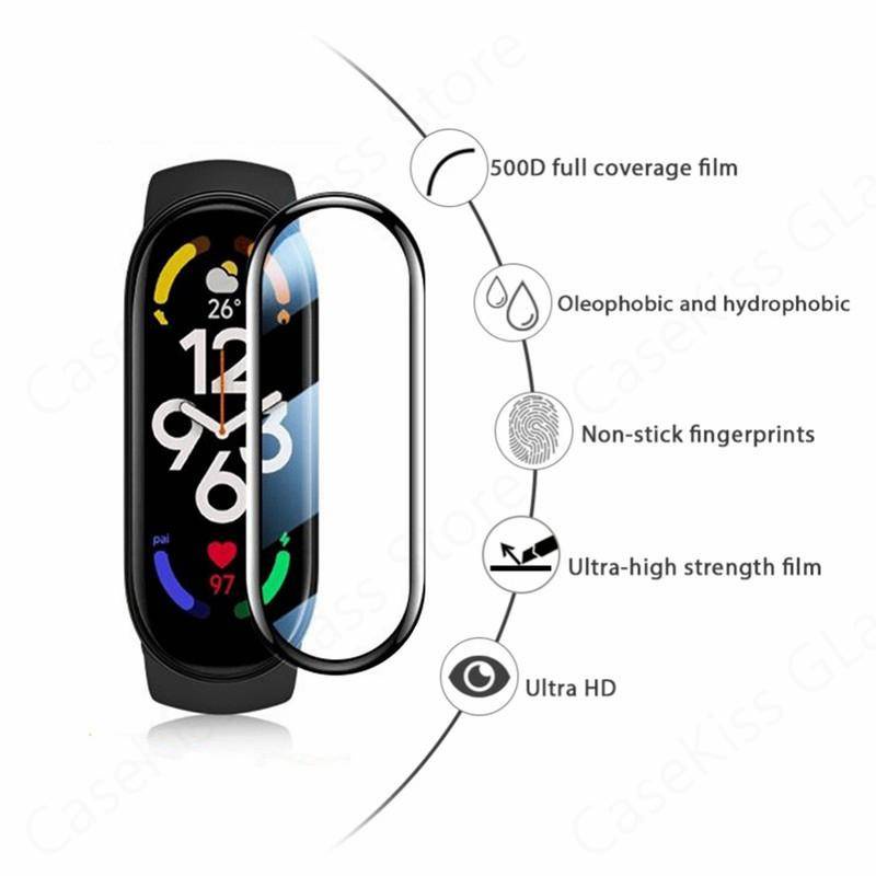 Miếng Dán Kính Cường Lực Cong Bảo Vệ Màn Hình Cho Xiaomi Mi Band 7 Pro Xiaomi Mi Band 6 5 4 3