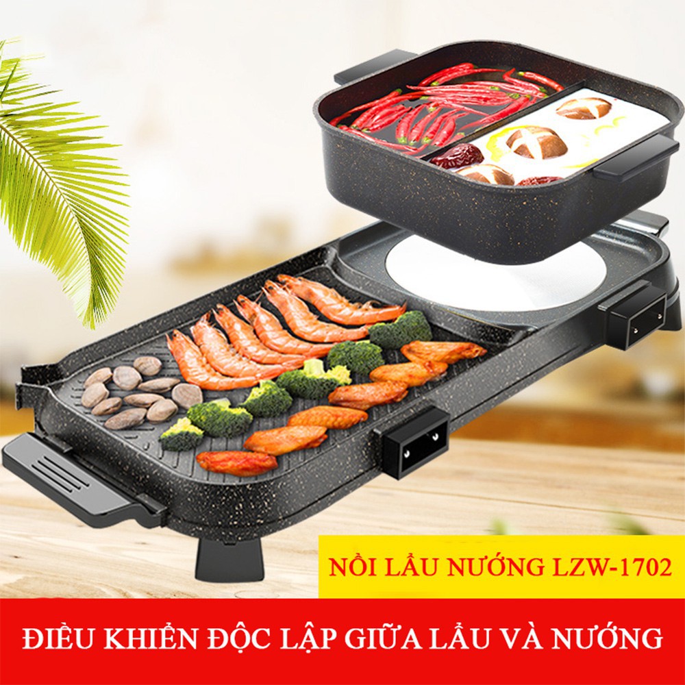 Nồi lẩu nướng đa năng hai trong một LZW - 1702D