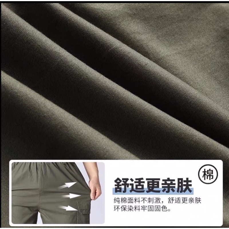 Quần ngố kaki túi hộp nam trung niên chất mềm mát có size 95kg