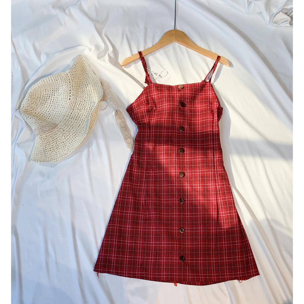 Váy 2 dây body dáng ngắn ulzzang, Váy hai dây caro đỏ dự tiệc Hàn Quốc - Roxie | BigBuy360 - bigbuy360.vn