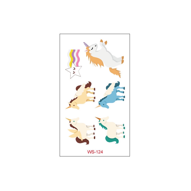 Sticker hình xăm ngựa kỳ lân dán tạm thời an toàn không độc hại dễ thương cho bé