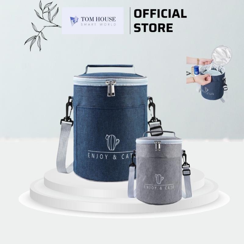 Túi Giữ Nhiệt Hình Trụ Kích Thước Lớn Chống Nước Đựng Hộp Cơm, Đồ Cho Bé, Văn Phòng