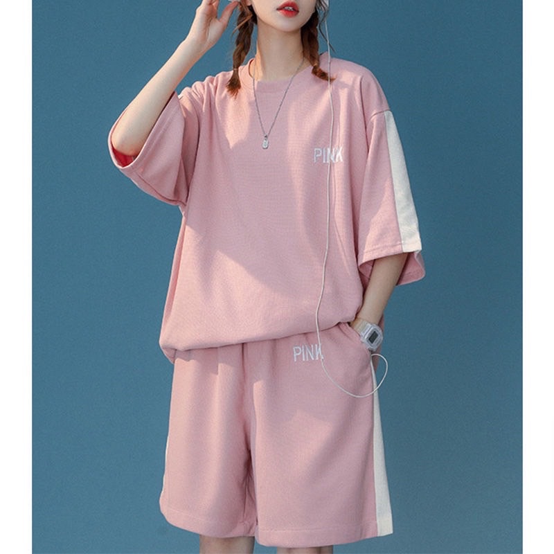 Set Thể Thao Thêu Chữ Unisex- Đồ Bộ Ngắn Tay Form rộng Cho Nam Nữ