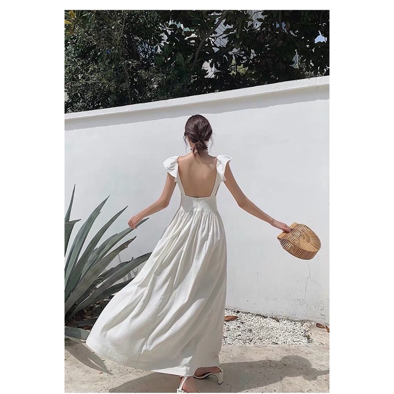 SẴN - Váy maxi trắng phong cách tiểu thư Hàn Quốc | BigBuy360 - bigbuy360.vn