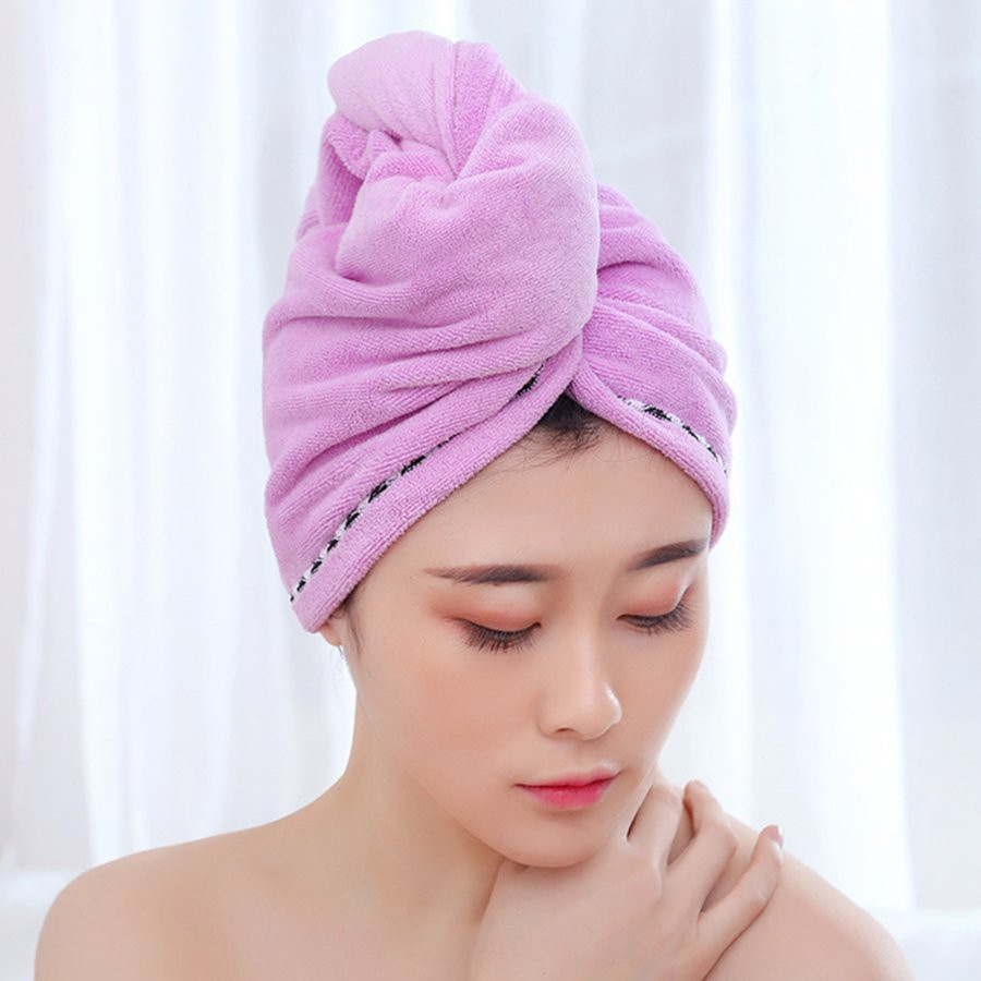 ☎ Hair Drying Cap Microfiber Quick-drying Water Absorbent Triangle Shower Cap Lace Long Hat Hair Drying Cap