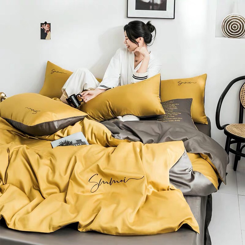 Bộ Chăn Ga GỐI LỤA TENCEL SUMOI Phối Màu | BigBuy360 - bigbuy360.vn