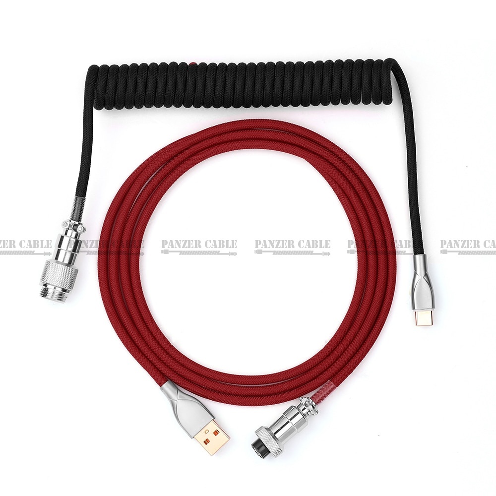 Dây cáp Panzer Cable cho bàn phím cơ Type-C, dây dù Polyethylene cao cấp, trục nối GX12, đầu cắm USB A kim loại CAO CẤP