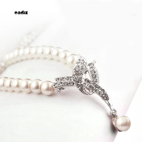 Bộ dây chuyền + bông tai đính ngọc trai giả sang trọng độc đáo