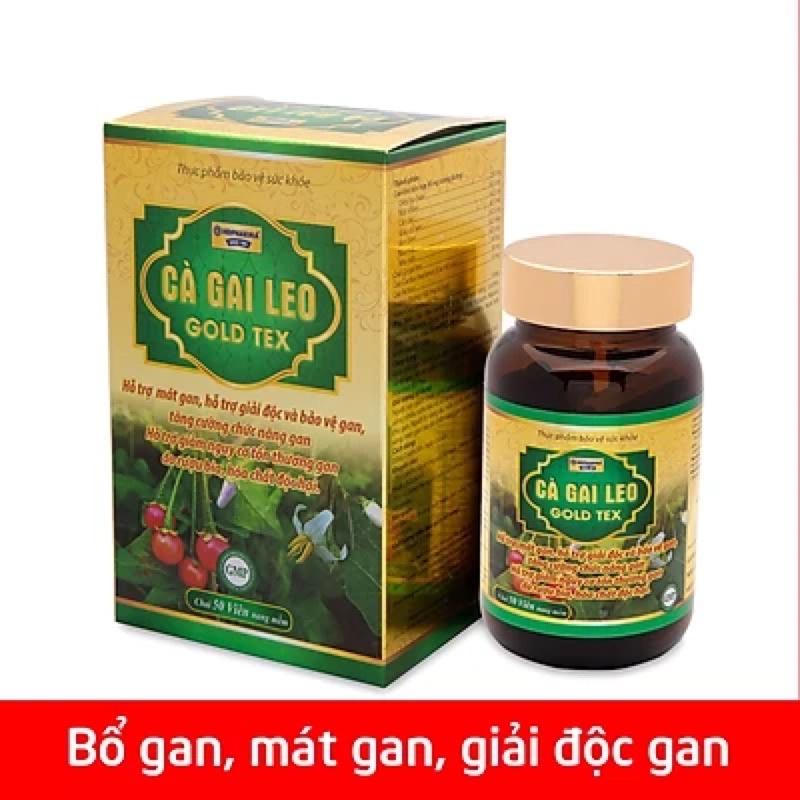 Bổ gan Cà Gai Leo GOLDTEX hỗ trợ giải độc gan,làm mát gan, hạ men gan, tăng cường chức năng gan - chai 50 viên