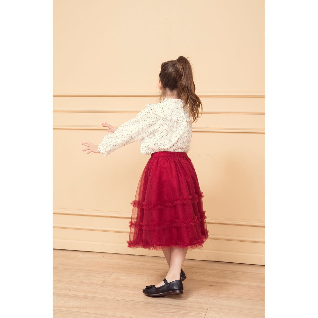 Chân váy thiết kế xòe lưới xếp tầng Tutu Dress - Ghi