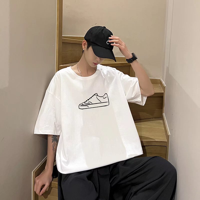 Áo Thun Tay Ngắn Dáng Rộng In Họa Tiết Hoạt Hình Phong Cách Hip Hop Hàn Quốc Thời Trang Cho Nam Size M-8XL