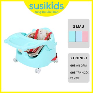 Ghế tập ngồi cho bé ăn dặm và làm xe kéo bằng nhựa kèm bánh xe gấp gọn SUSIKIDS