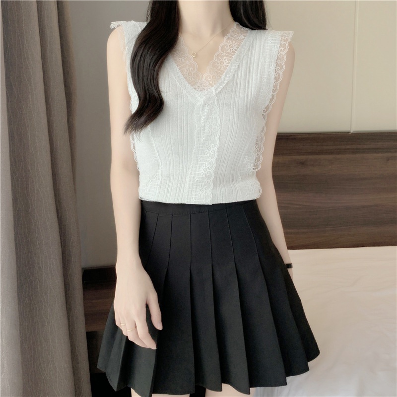 Áo Sơ Mi công sở Nữ Ren Kiểu Hàn Quốc Sát nách Hottrend Ulzzang cực xinh N-8