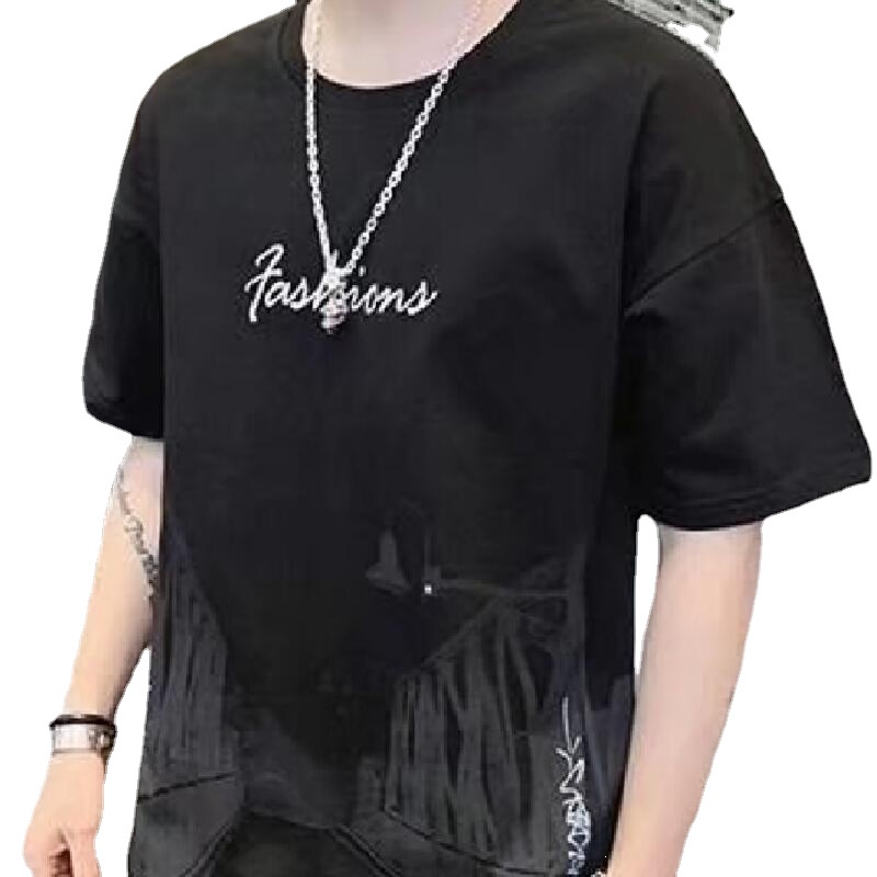 Áo thun tay ngắn cổ tròn dáng rộng in họa tiết phong cách hip hop Hàn Quốc thời trang cho nam size M-3XL