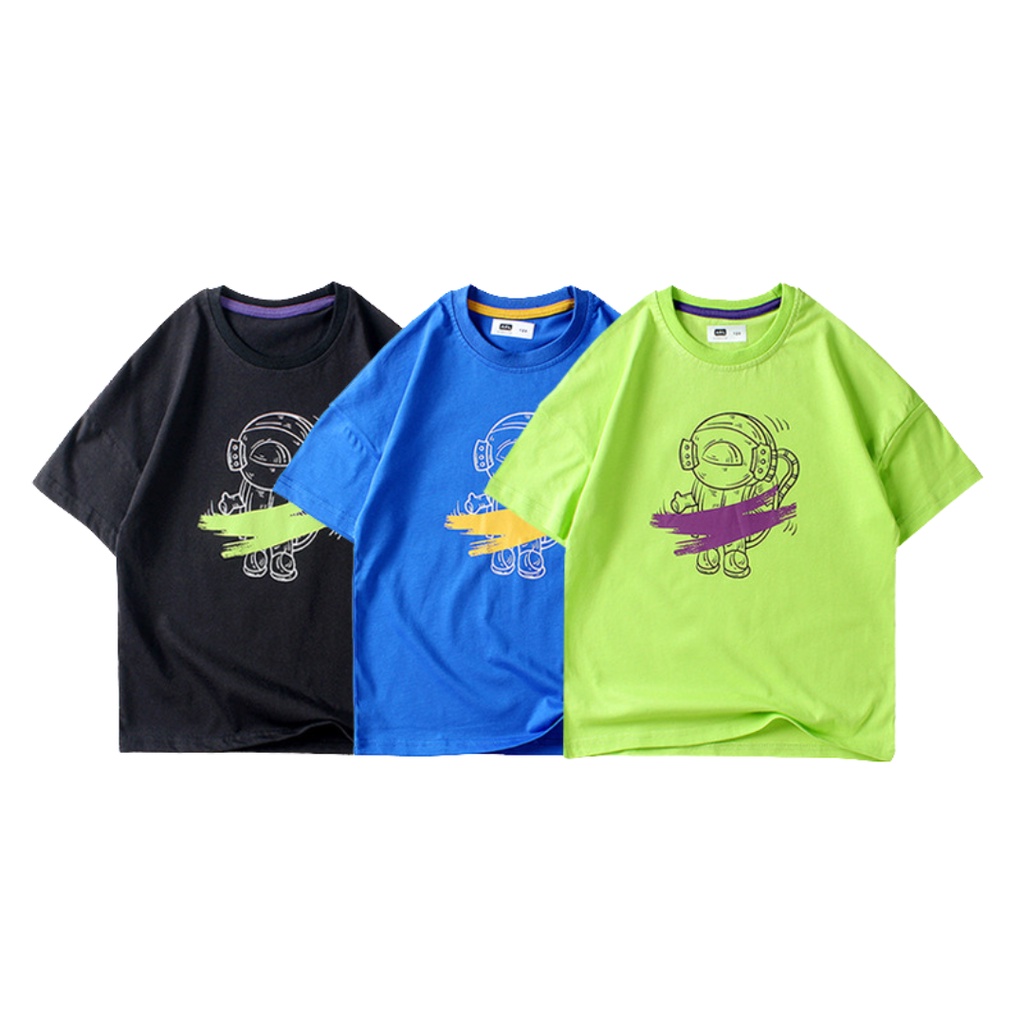 Áo thun bé trai size đại TrueKids, Áo thun ngắn tay bé trai in hình phi hành gia mùa hè 2022
