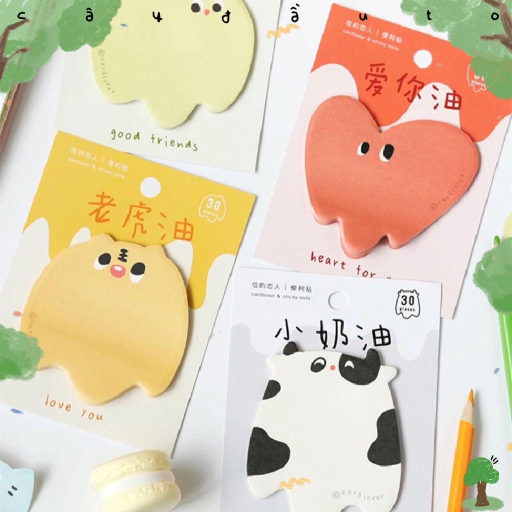 Bộ 30 Giấy Nhớ Ghi Chú Dễ Thương Cardlover Sticky Note Cây Đầu To