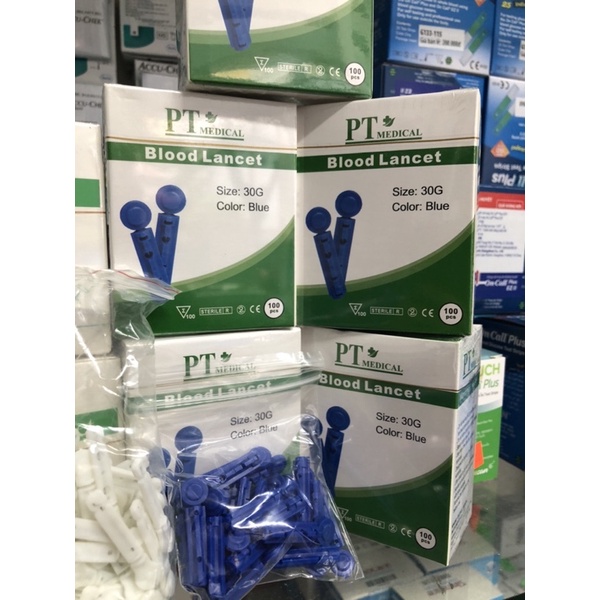 Kim lấy máu kim chích máu cho máy đo thừ đường huyết kim lấy máu dẹp 2 cạnh và kim chích máu tròn 4 cạnh