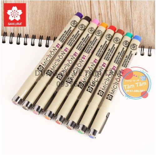 [ TÂM TÂM ]-Bút line Sakura màu size Brush, Bút line Micron màu bán lẻ (Hàng Nhật)-