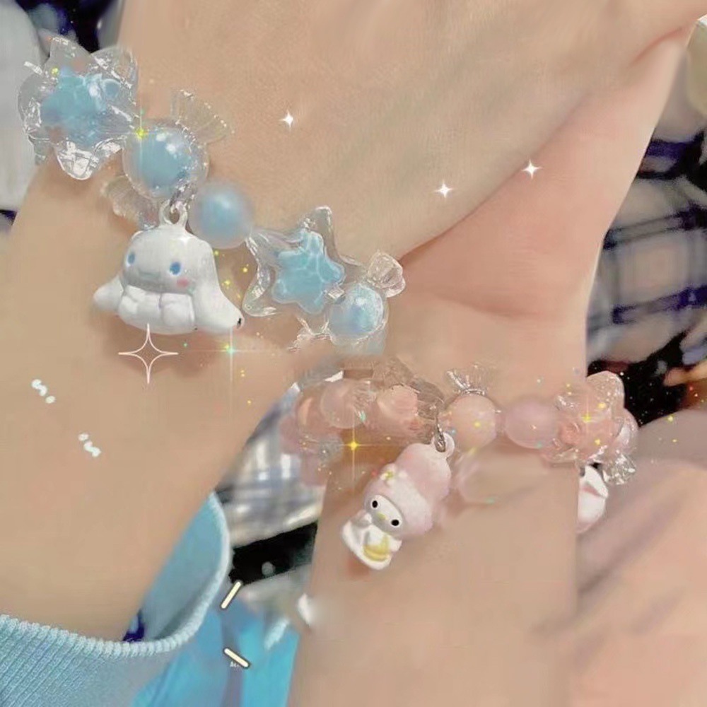 Vòng Đeo Tay Chuỗi Hạt Màu Kẹo Hình Chú Cún Cinnamon Dễ Thương Thời Trang Cho Nữ