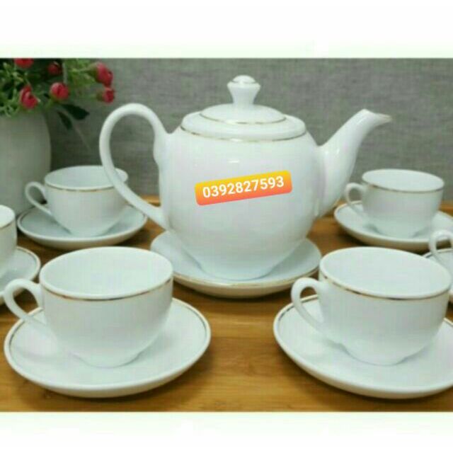 Bộ  ấm chén  Cao cấp Bát Tràng  dáng  Minh  long  2