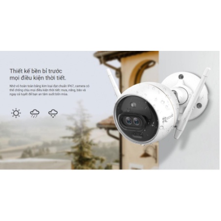 Camera Wifi C3X ngoài trời 2 MegaPixel - H.265 EZVIZ CS-CV310-C3-6B22WFR (C3X - 2MP) đèn chớp, có màu ban đêm