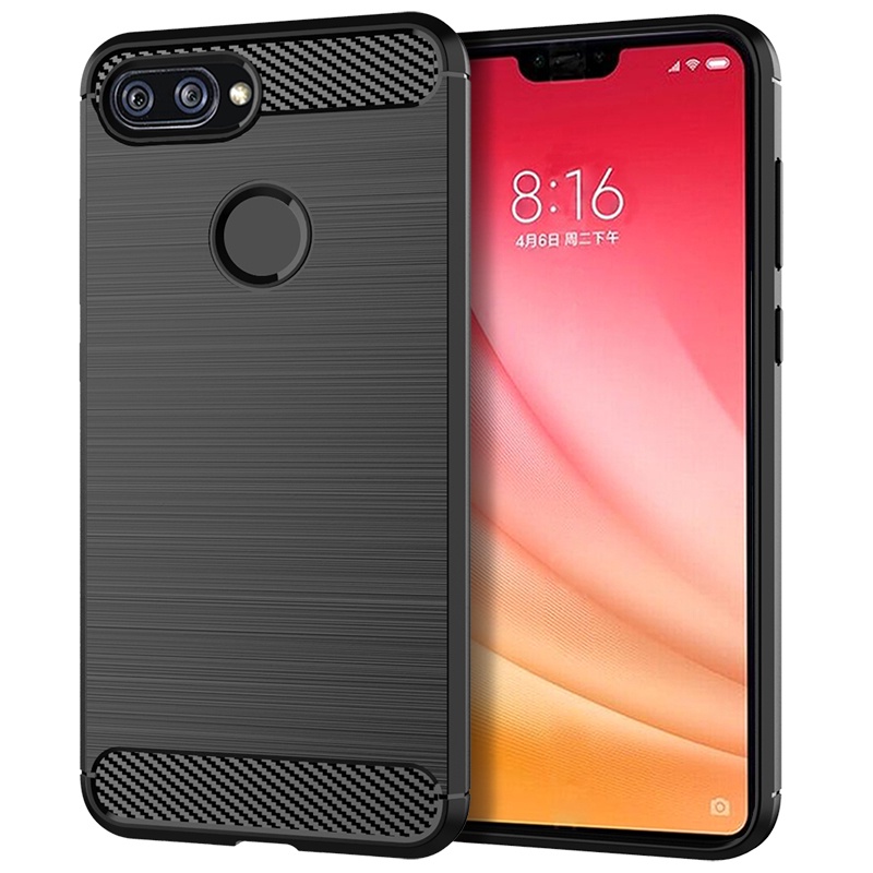 Ốp Họa Tiết Chải Cho Xiaomi 8 Lite Silicon Ốp Lưng Xiaomi Mi8 Lite mi 8lite Sang Trọng Sợi Carbon Mề