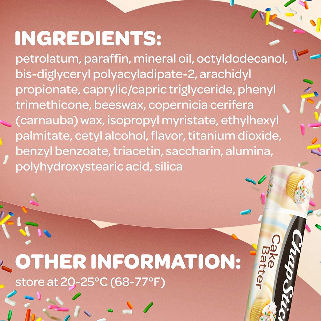 Son dưỡng môi ChapStick Cake Batter Limited Edition Flavored Lip Balm Tubes, Lip Moisturizer for Lip Care