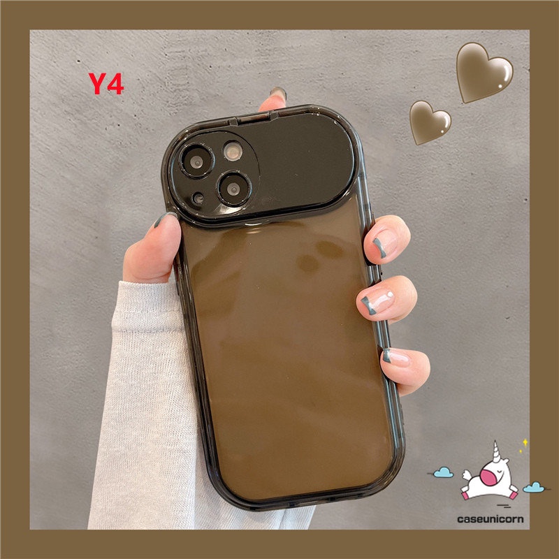 Ốp Điện Thoại Nắp Lật Mặt Gương Màu Trơn Kiêm Giá Đỡ Cho IPhone 14 Pro Max 14 Plus 12 13 Pro Max 13Pro 14Pro 12Pro Max