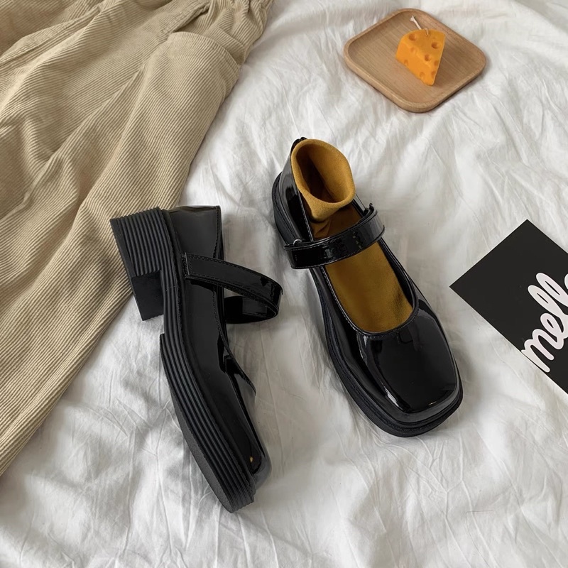 Giày búp bê có quai mũi vuông Mary Jane vintage học sinh Yannie Lolita