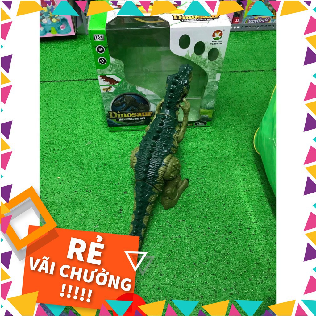 [tongkhotruongtien] Khủng long bạo chúa T-Rex sử dụng pin biết để trứng biết kêu biết đi 27x15x45cm 666-11a