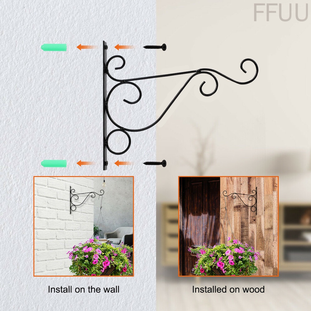 Giá đỡ chậu hoa treo tường bằng kim loại kèm ốc vít FF86