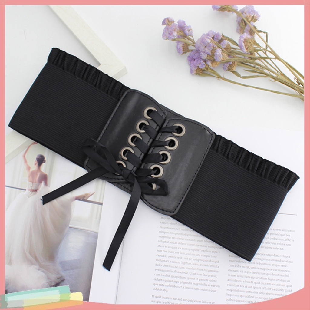 Thắt Lưng Nữ Phối Ren Co Giãn Phong Cách Retro